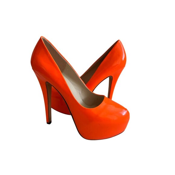 LAS LOSLANDIEN Orange Platform Heels Size 39 / US 9 - Picture 12 of 12